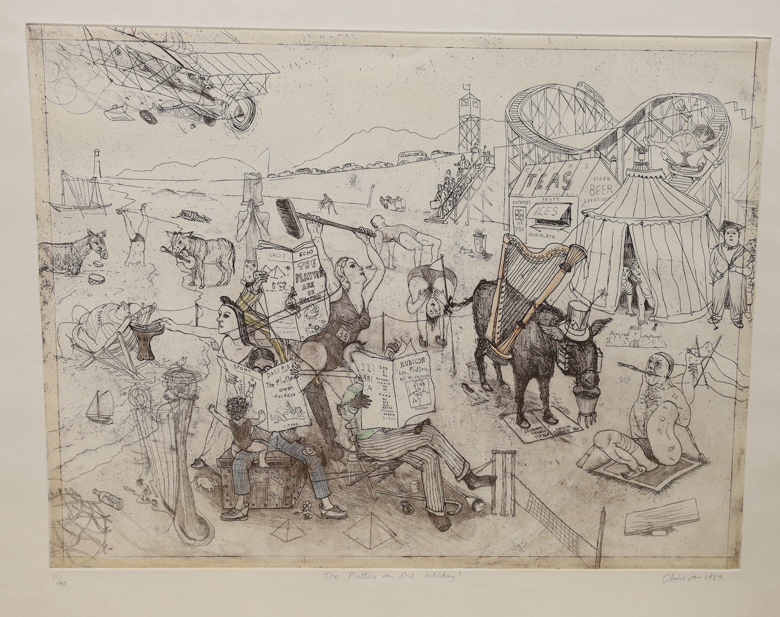 Chris Orr (1943-), etching, 'What men do ... and What women like...', signed and dated 1983, 5/30, overall 57 x 76cm